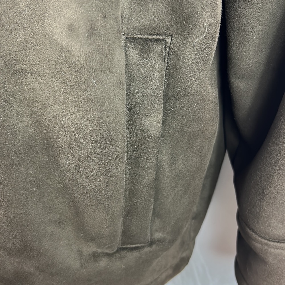 Liz Claiborne Faux Suede and Fur Dark Brown Winter Coat - Picture 6 of 10